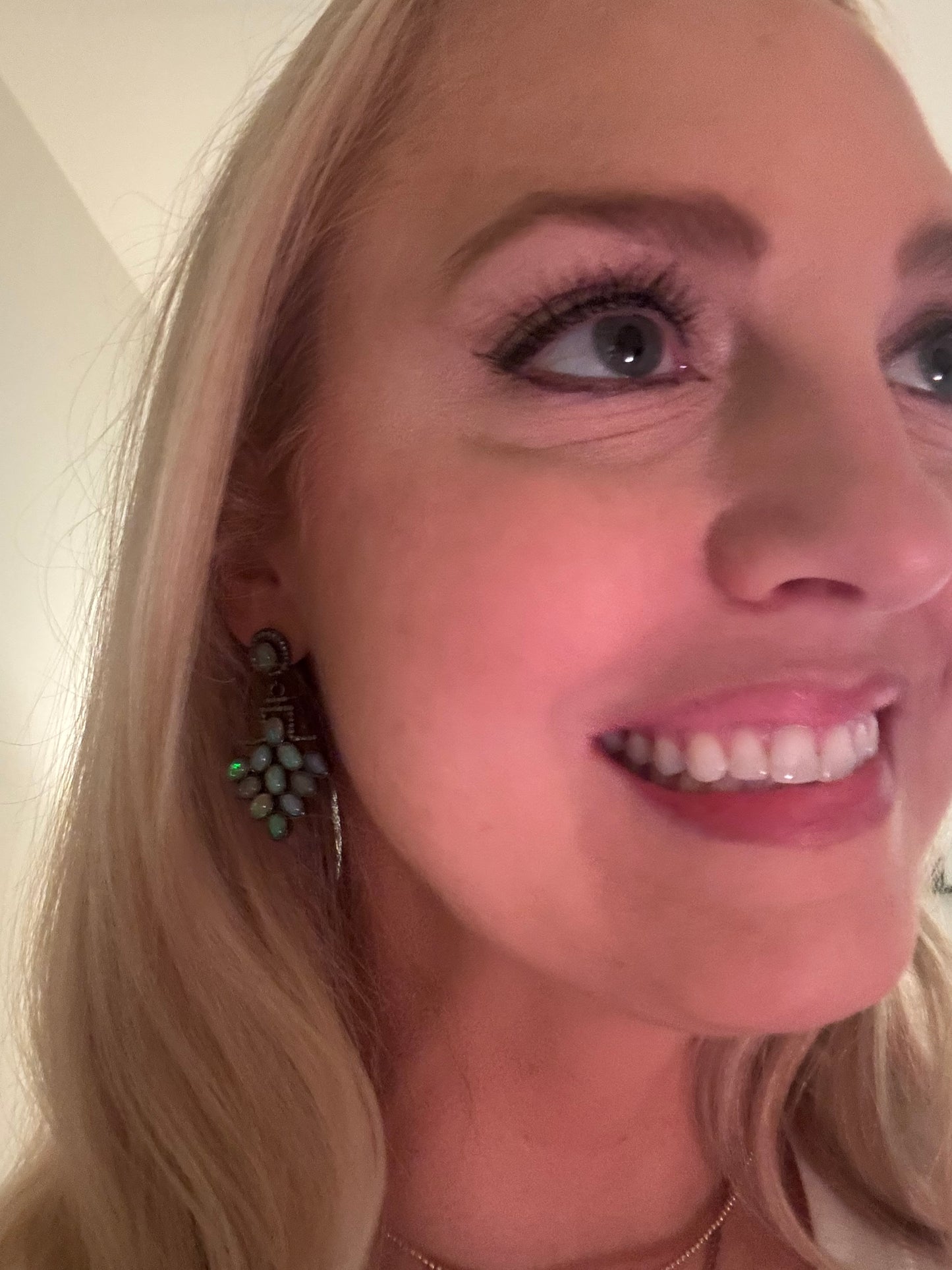 Opal & Pave diamond Dangling Earrings