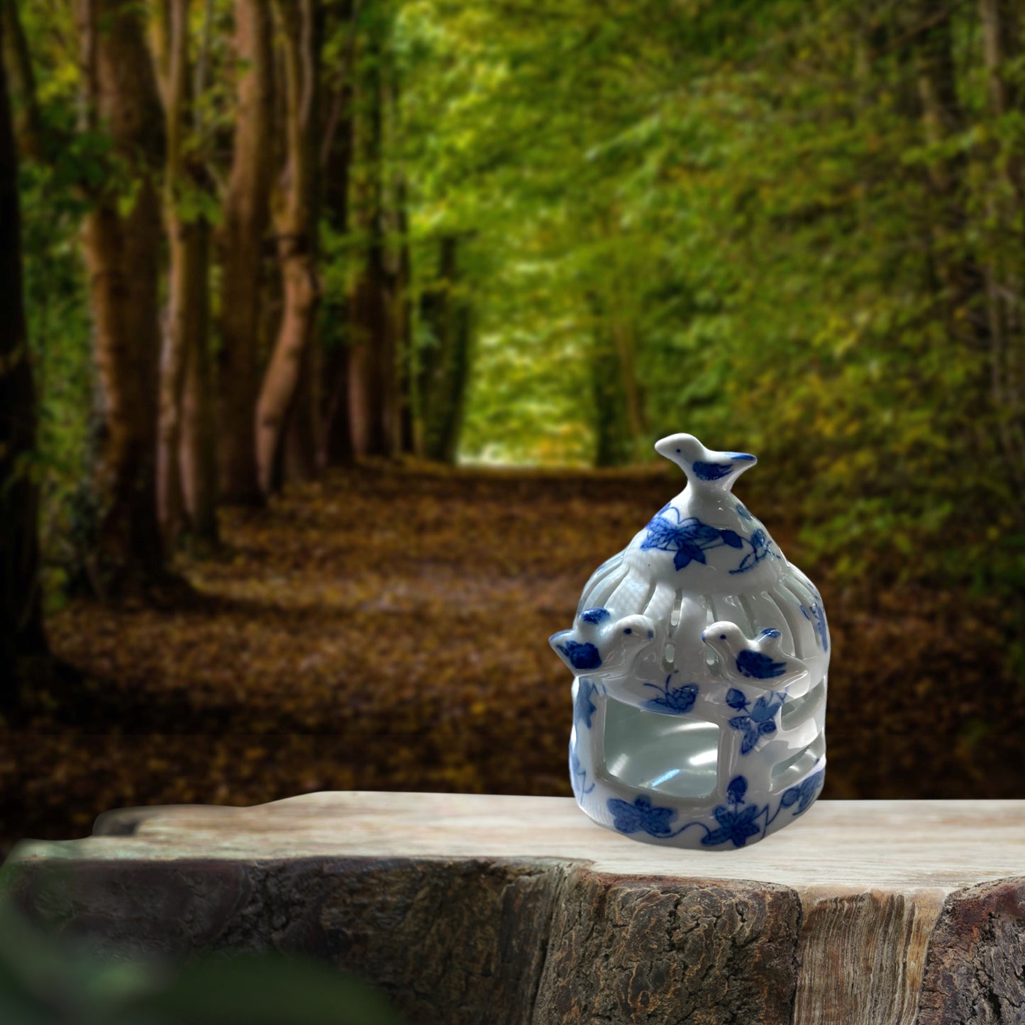 Whimsical Chinoiserie Bird House / Miniature Garden Lantern