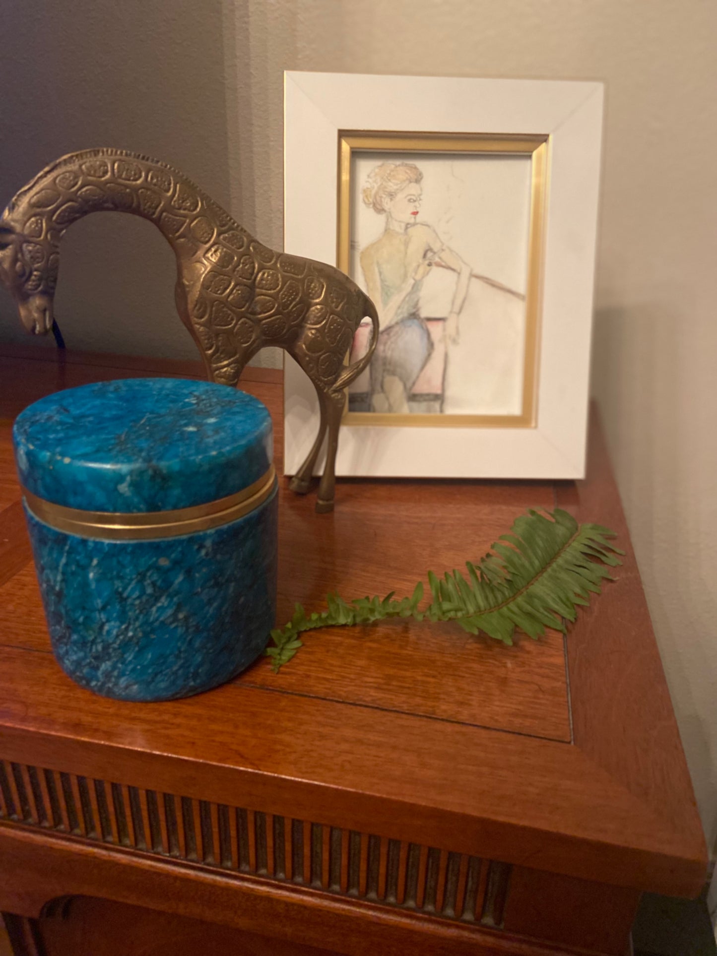 Turquoise Alabaster Cylinder-Box