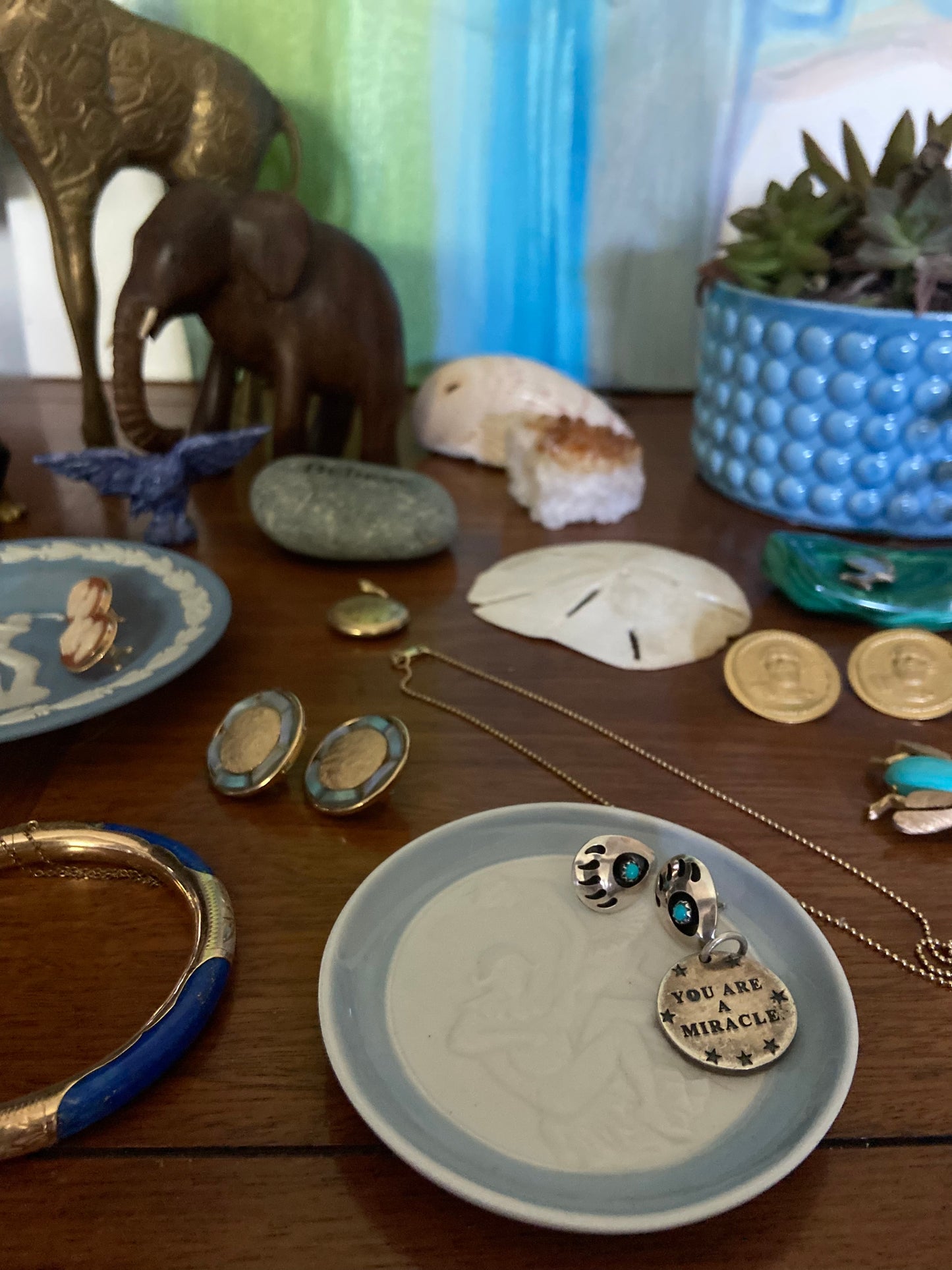 Sterling Silver & Turquoise Native American Bear Claw earrings