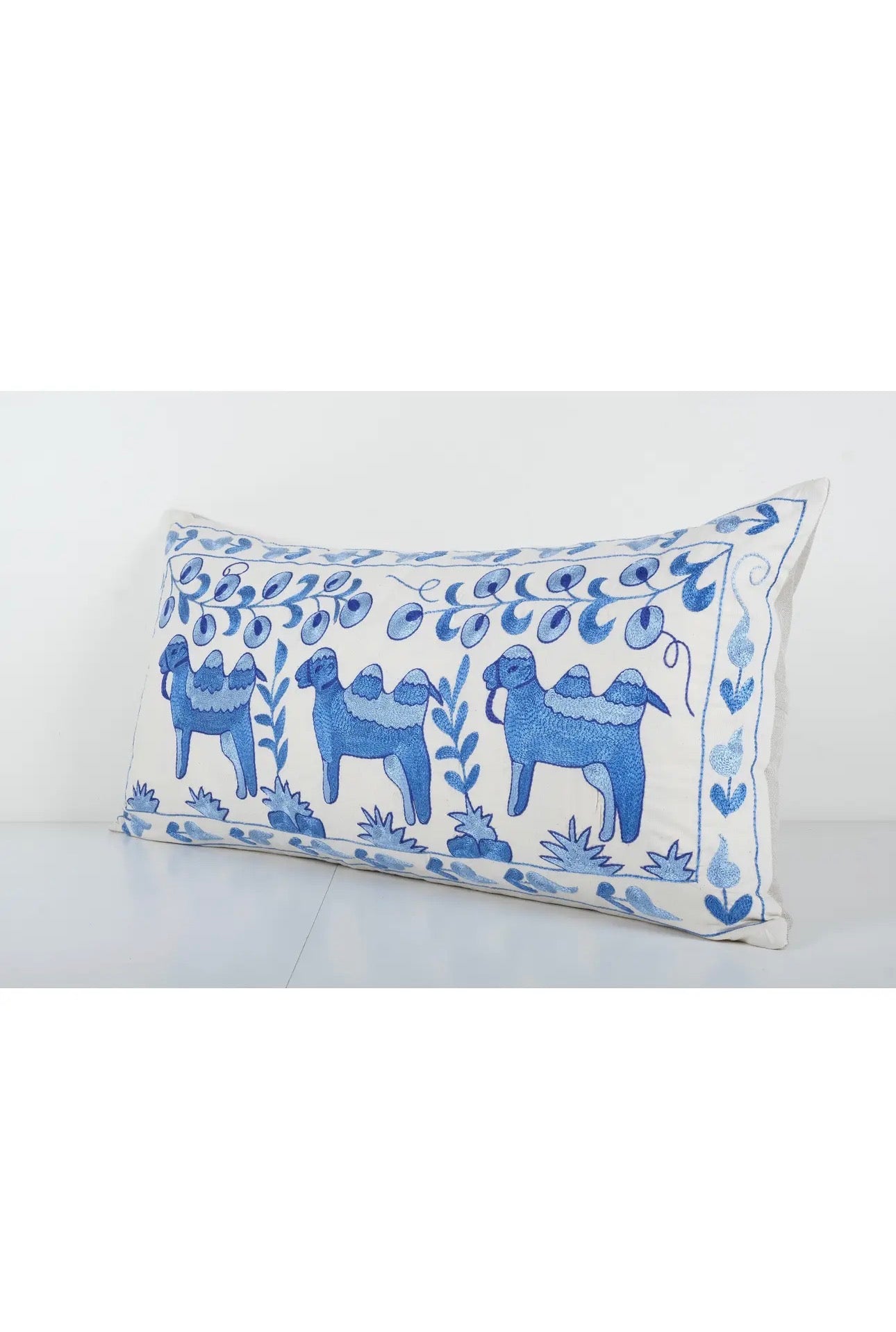 Turkish Camel Suzani embroidery pillow Cover 18"X 36"