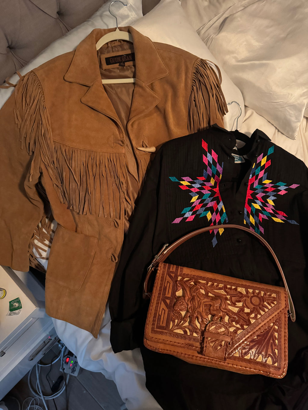 Vintage, Leather Southwestern Statement Purse