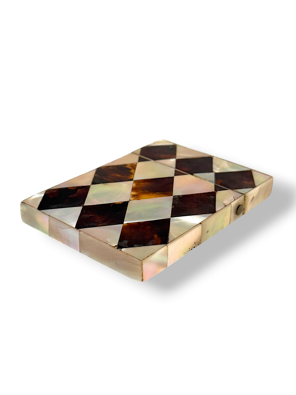 Antique Harlequin Tortoiseshell and Mother of Pearl Vesta / Card case