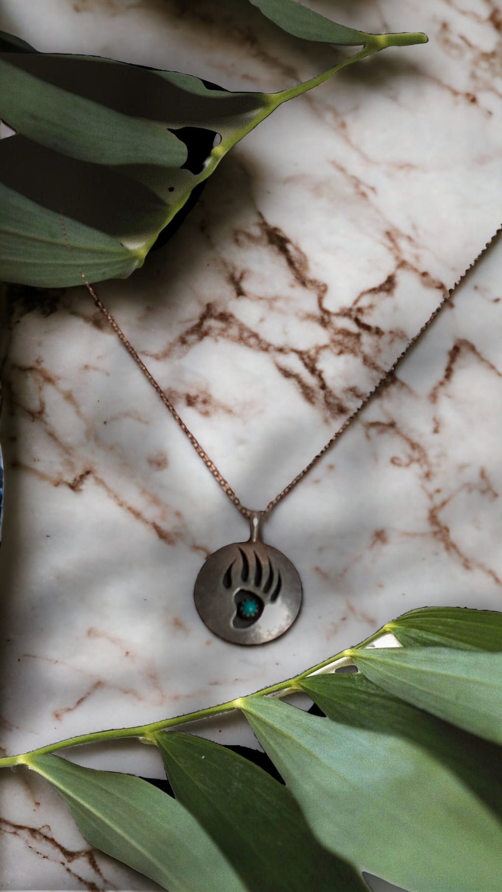 Sterling & Turquoise Zuni Bear Paw necklace