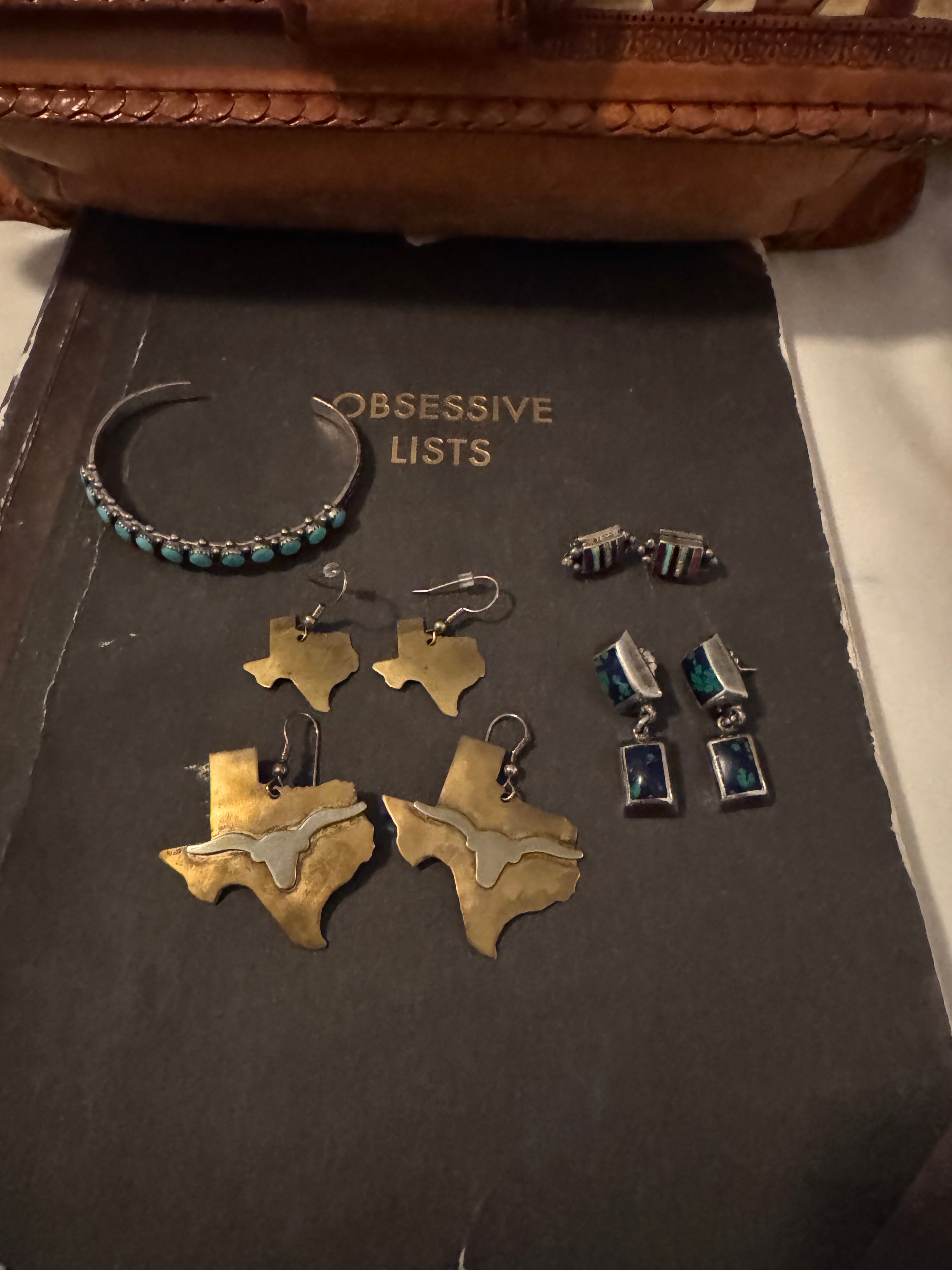 Vintage brass & silver University of Texas Longhorn earrings