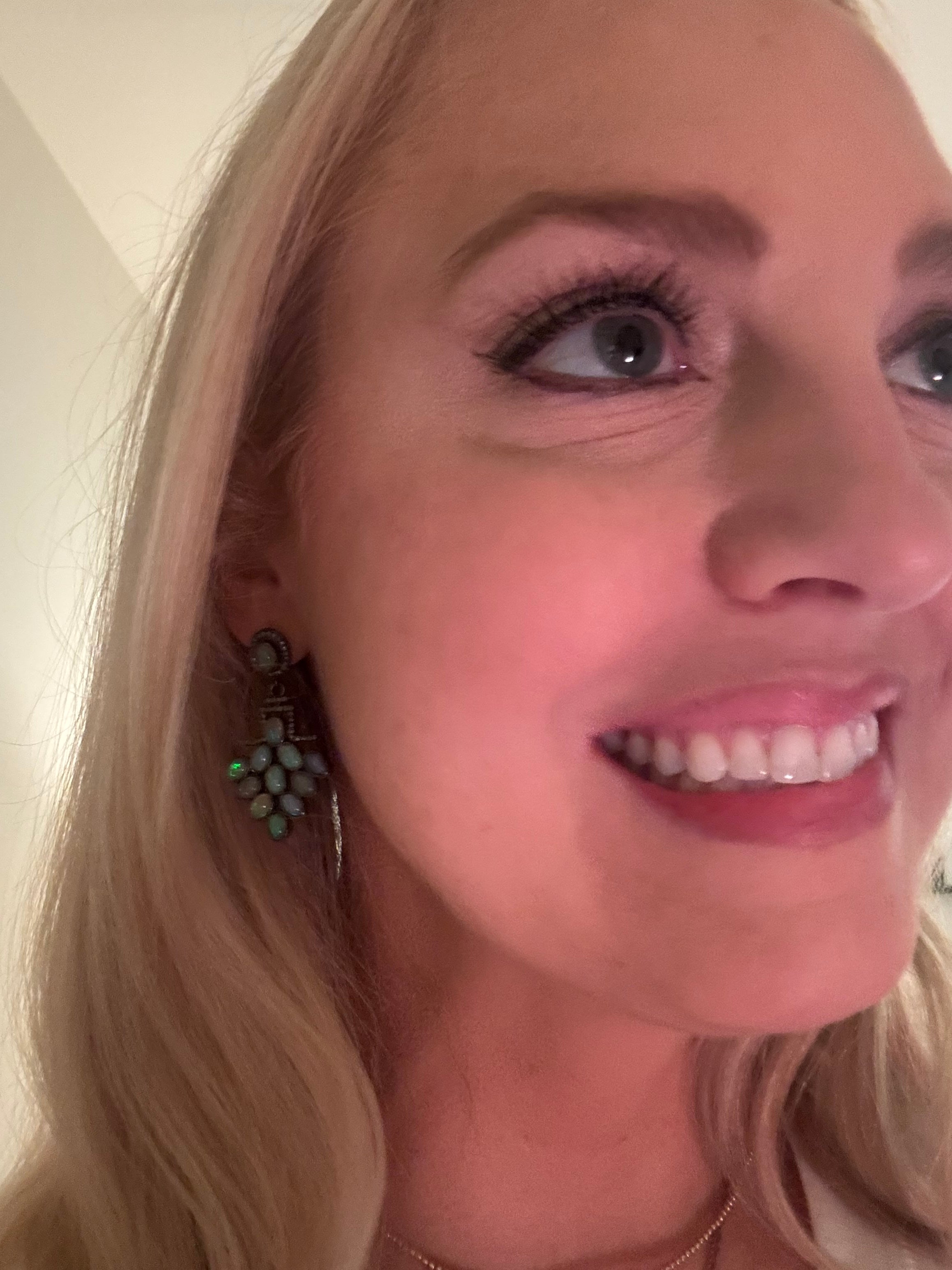 Opal & Pave diamond Dangling Earrings