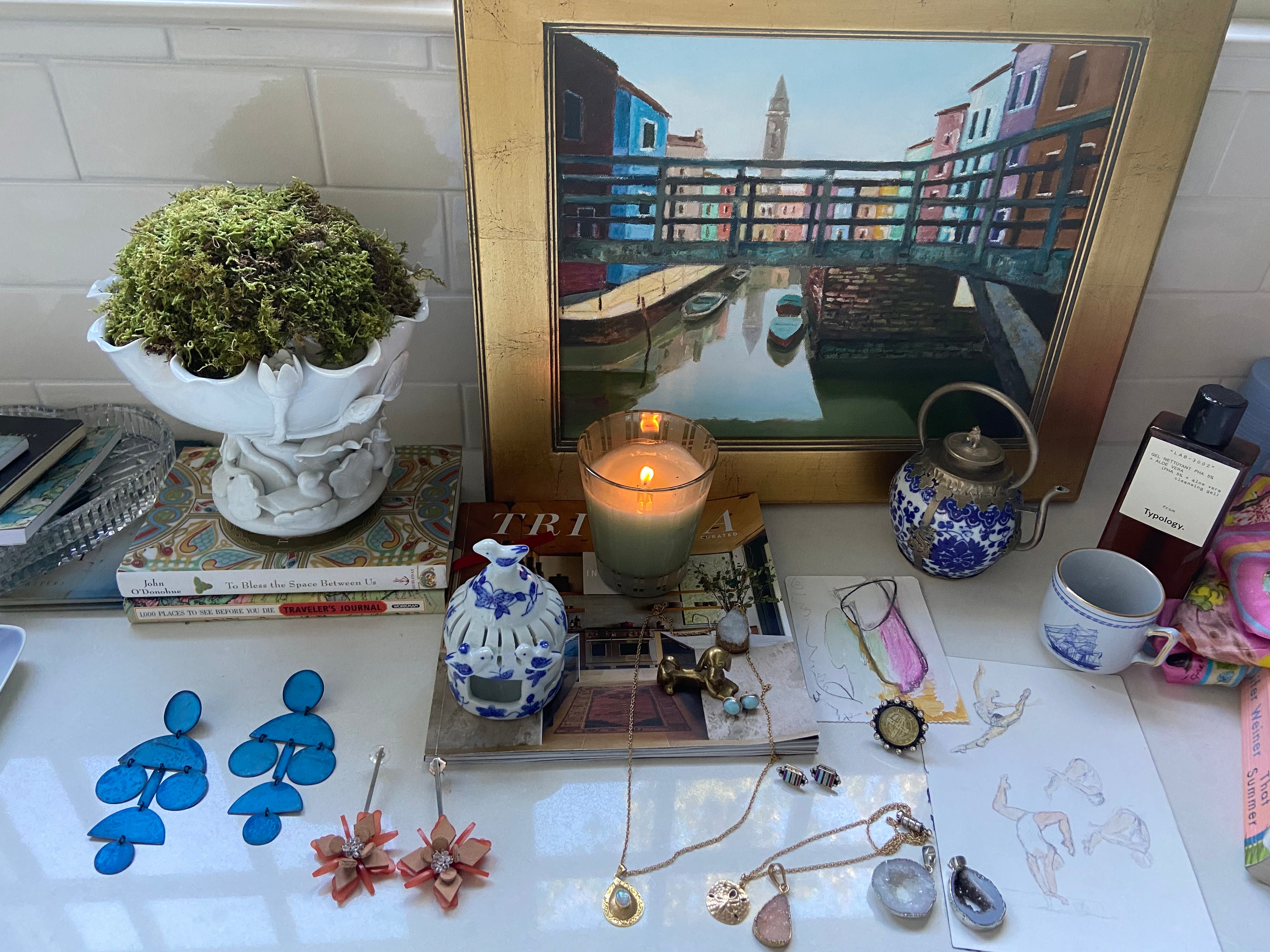 Whimsical Chinoiserie Bird House / Miniature Garden Lantern