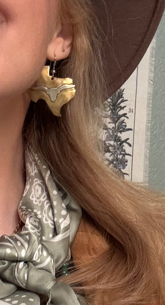 Vintage brass & silver University of Texas Longhorn earrings