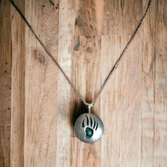 Sterling & Turquoise Zuni Bear Paw necklace