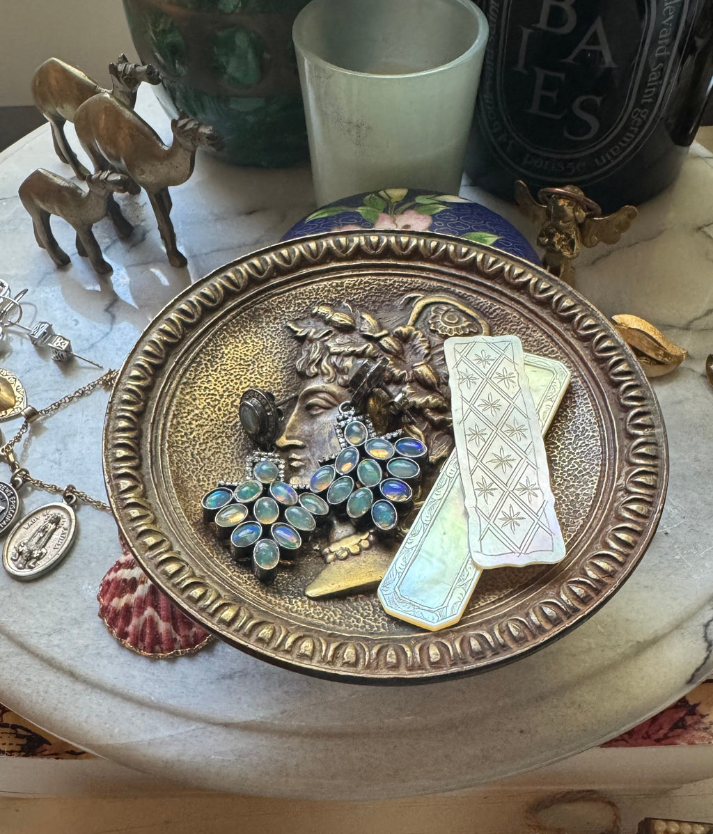 Opal & Pave diamond Dangling Earrings