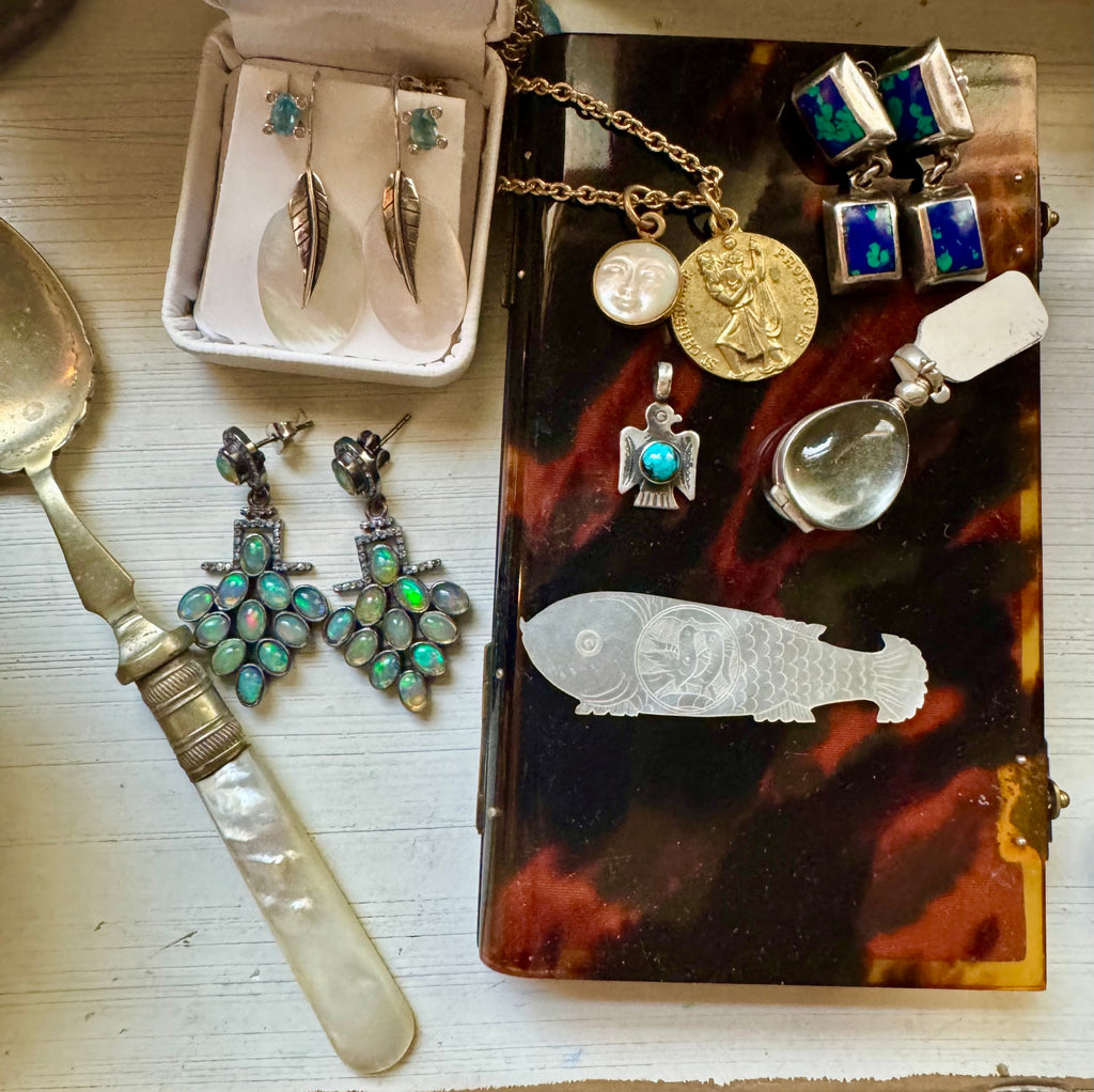 Opal & Pave diamond Dangling Earrings