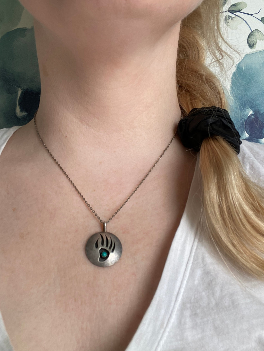 Sterling & Turquoise Zuni Bear Paw necklace
