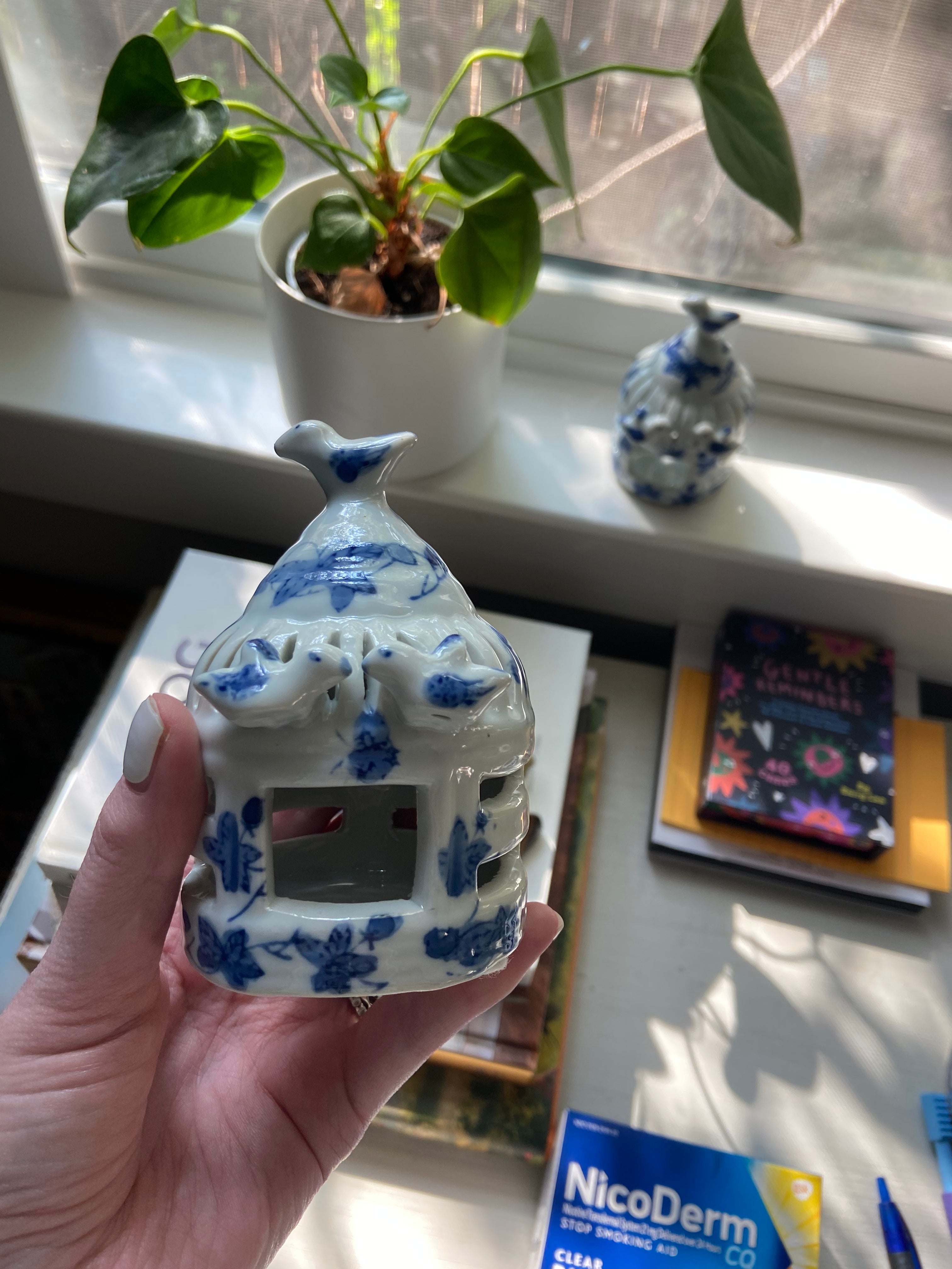 Whimsical Chinoiserie Bird House / Miniature Garden Lantern