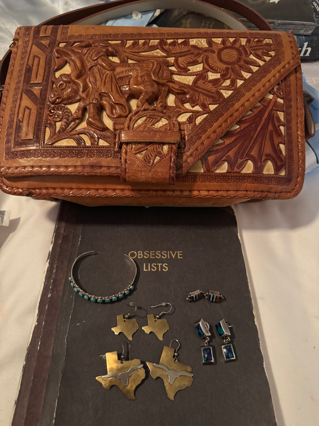 Vintage, Leather Southwestern Statement Purse