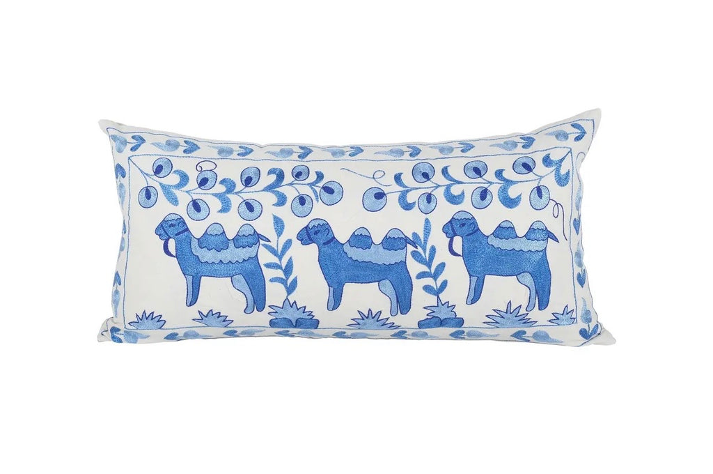 Turkish Camel Suzani embroidery pillow Cover 18"X 36"