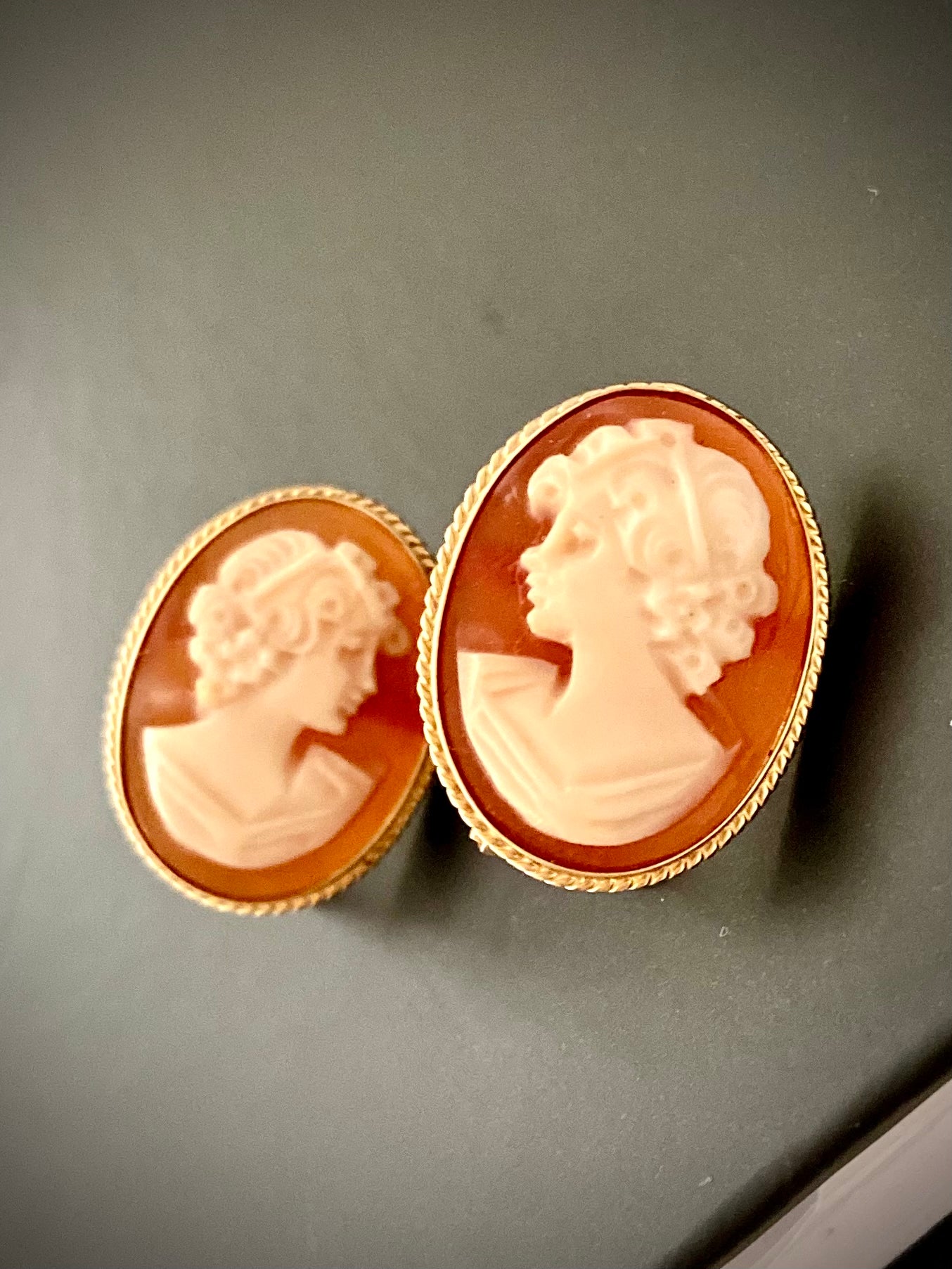 24K Gold Cameo’s. French hinge pierced posts from Antique Jeweler in Highlands, North Carolina