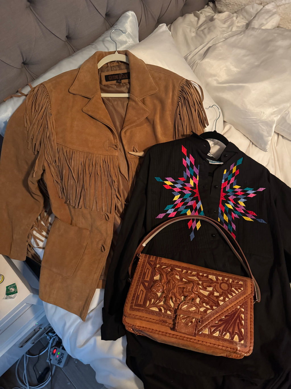 Vintage, Leather Southwestern Statement Purse