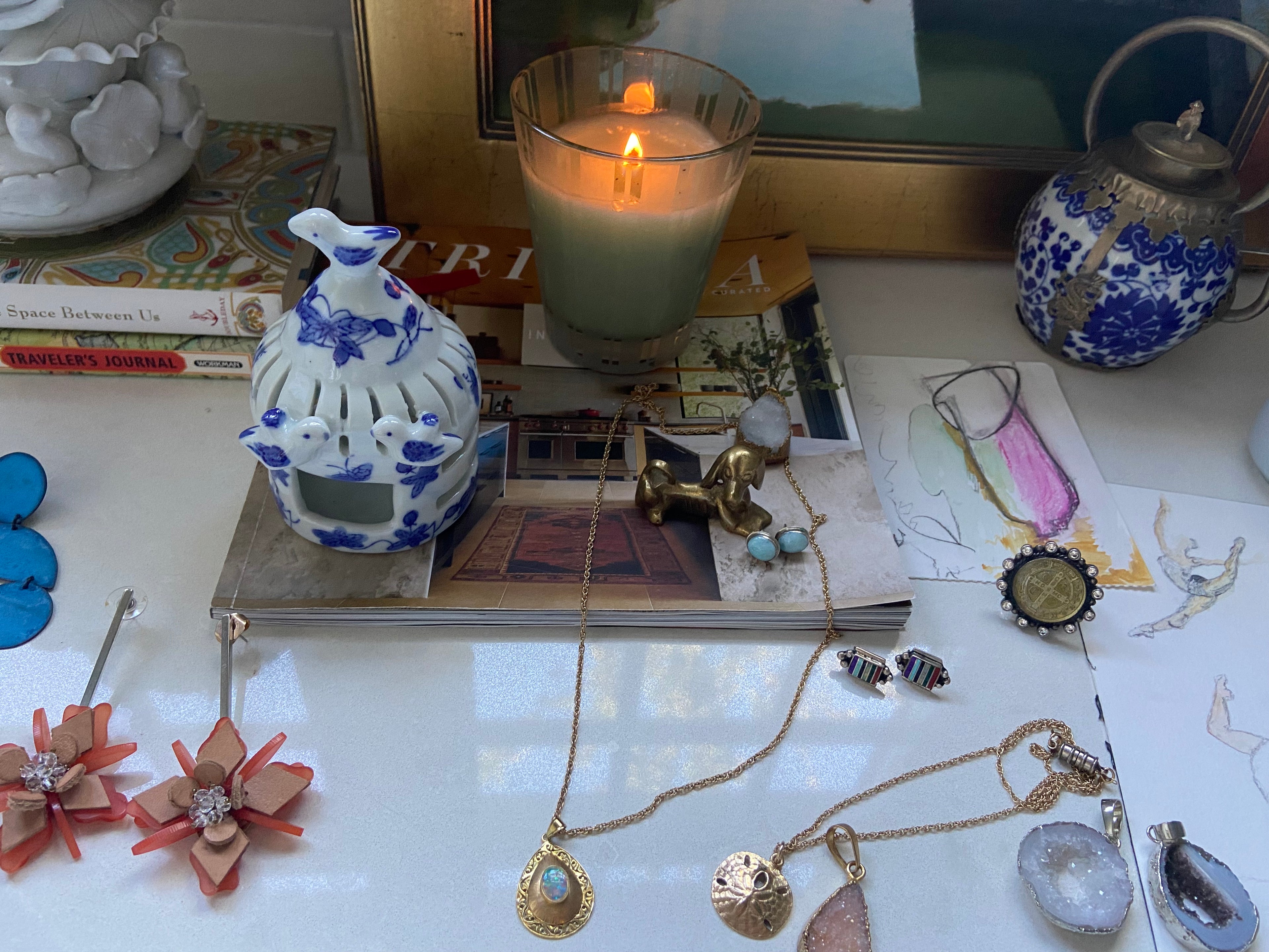 Whimsical Chinoiserie Bird House / Miniature Garden Lantern