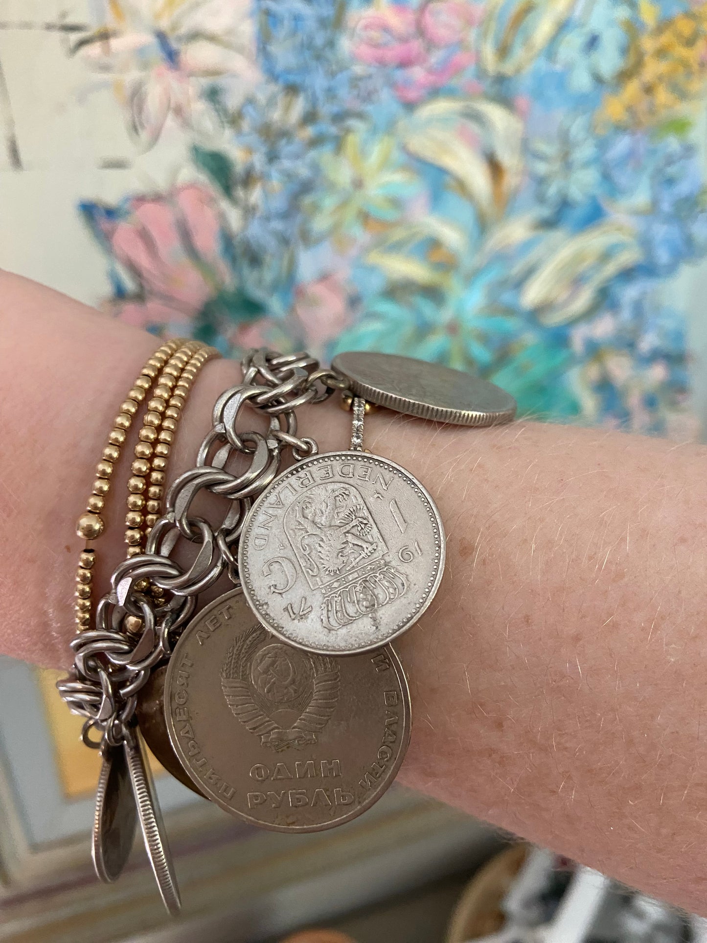 Art Nouveau Coin Charm bracelet