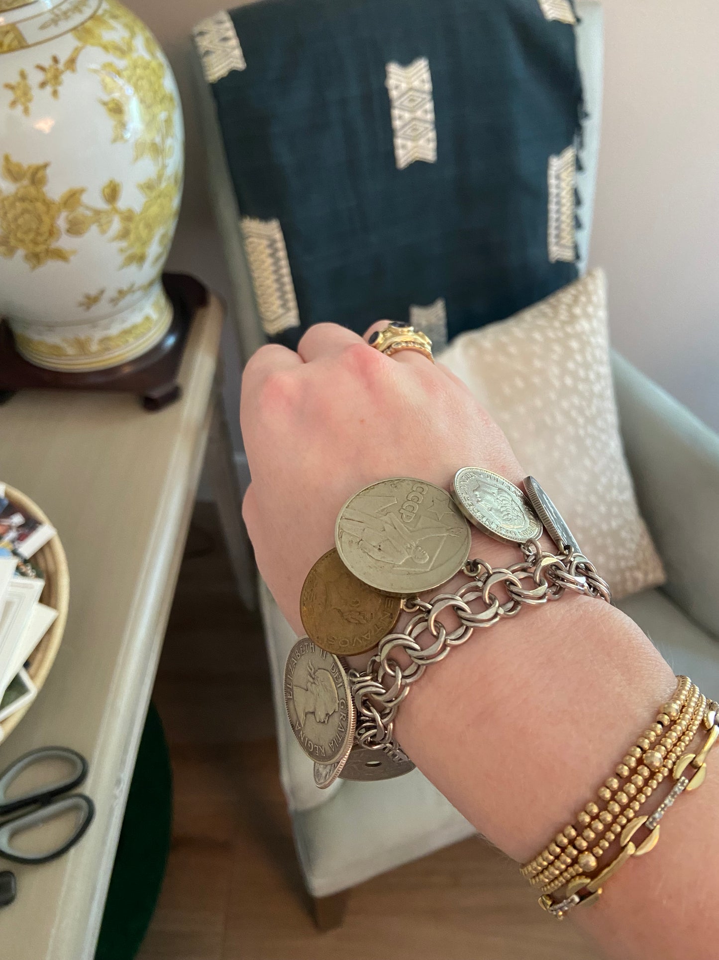 Art Nouveau Coin Charm bracelet