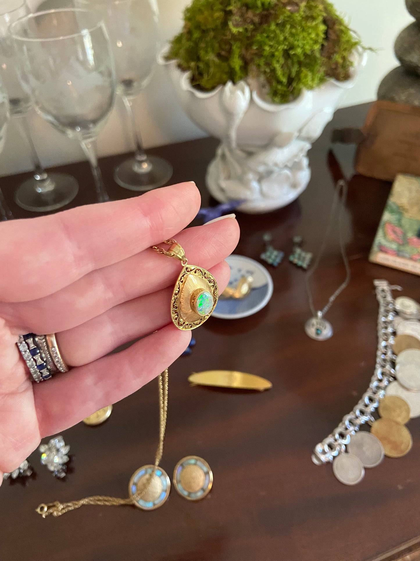 Art Deco, Gold + Opal Necklace