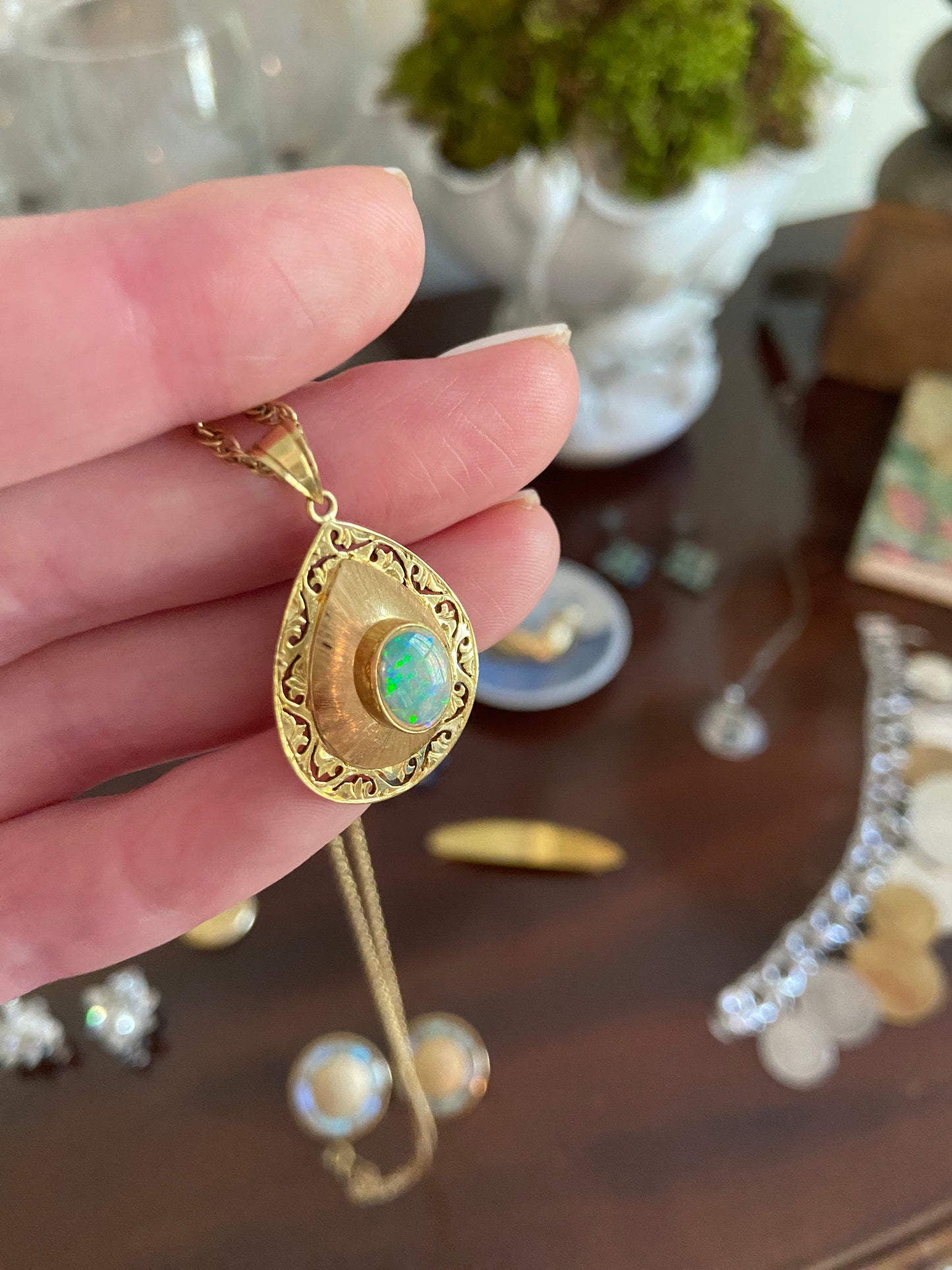 Art Deco, Gold + Opal Necklace