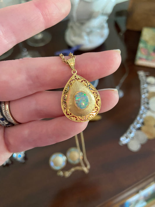 Art Deco, Gold + Opal Necklace